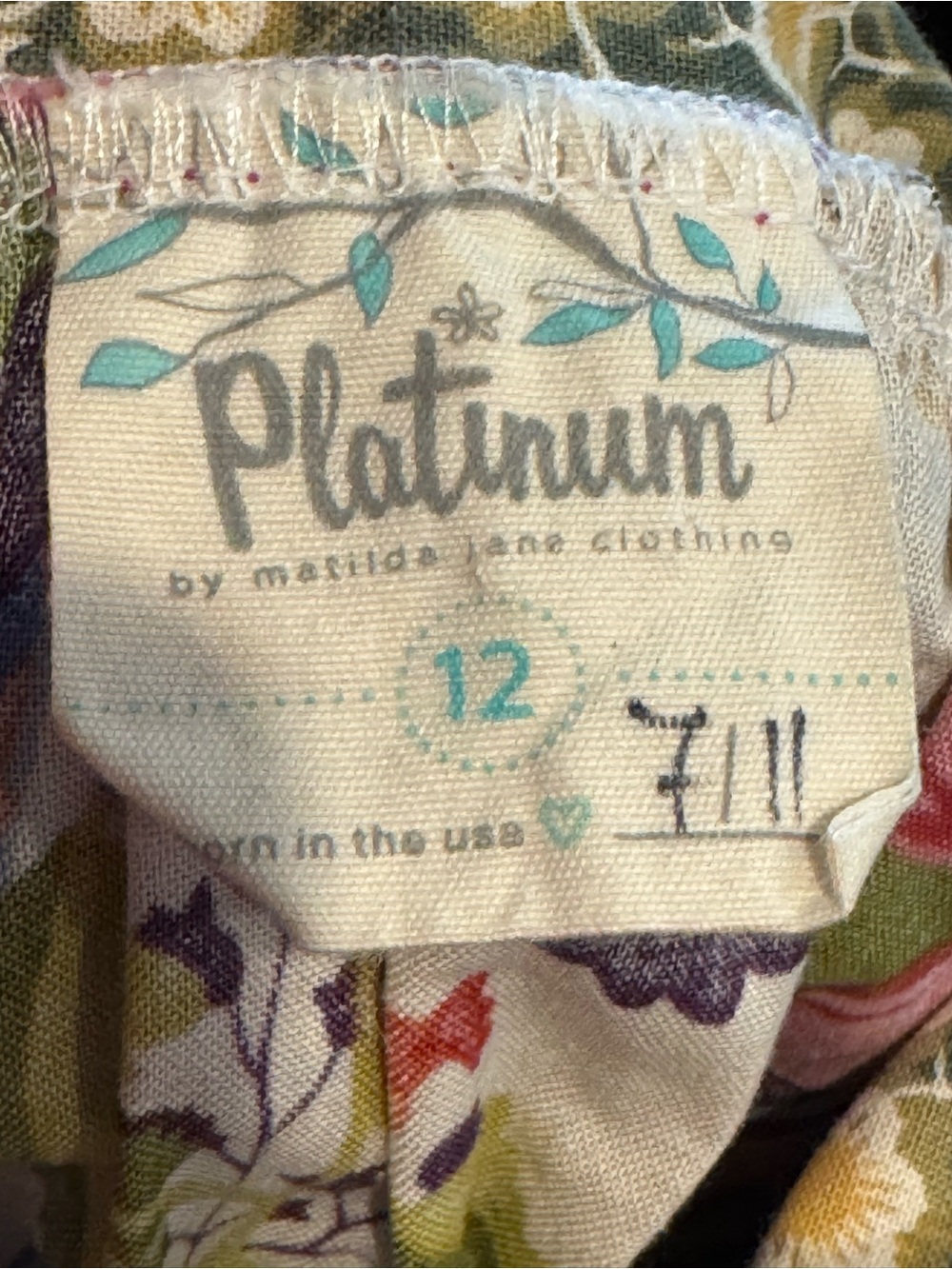 Matilda Jane Platinum Girls Sz 12 HTF Floral Knot Dress EUC - Picture 3 of 3